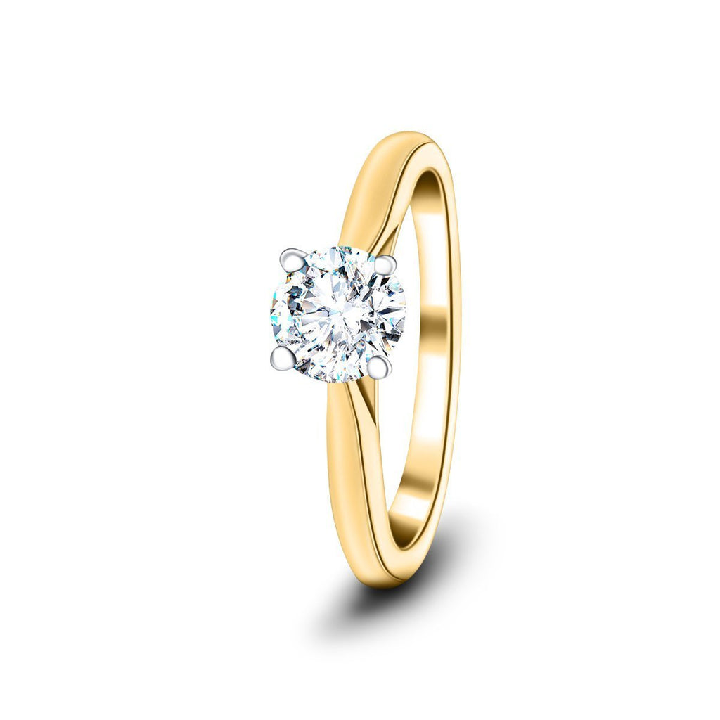 Certified Solitaire Diamond Engagement Ring 0.50ct H/SI Quality 18k Yellow Gold - All Diamond