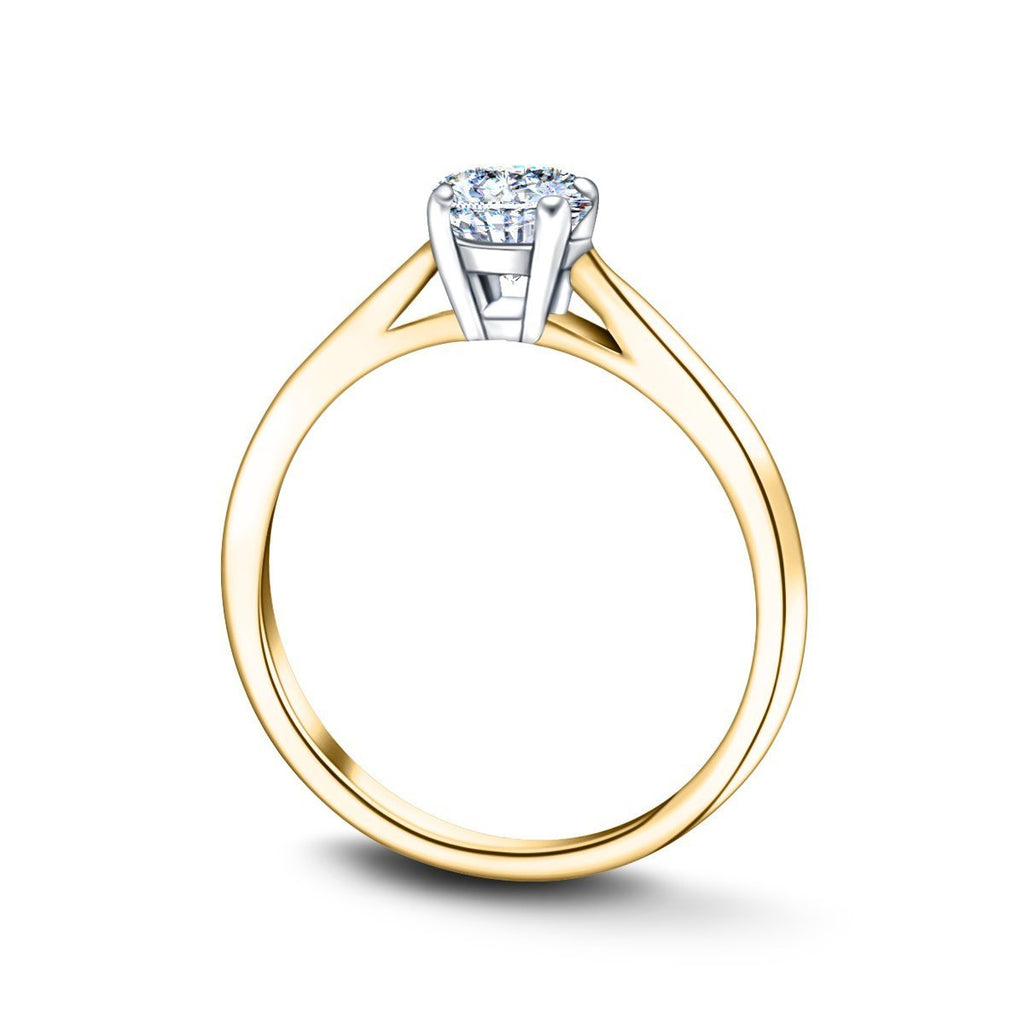 Certified Solitaire Diamond Engagement Ring 0.50ct H/SI Quality 18k Yellow Gold - All Diamond