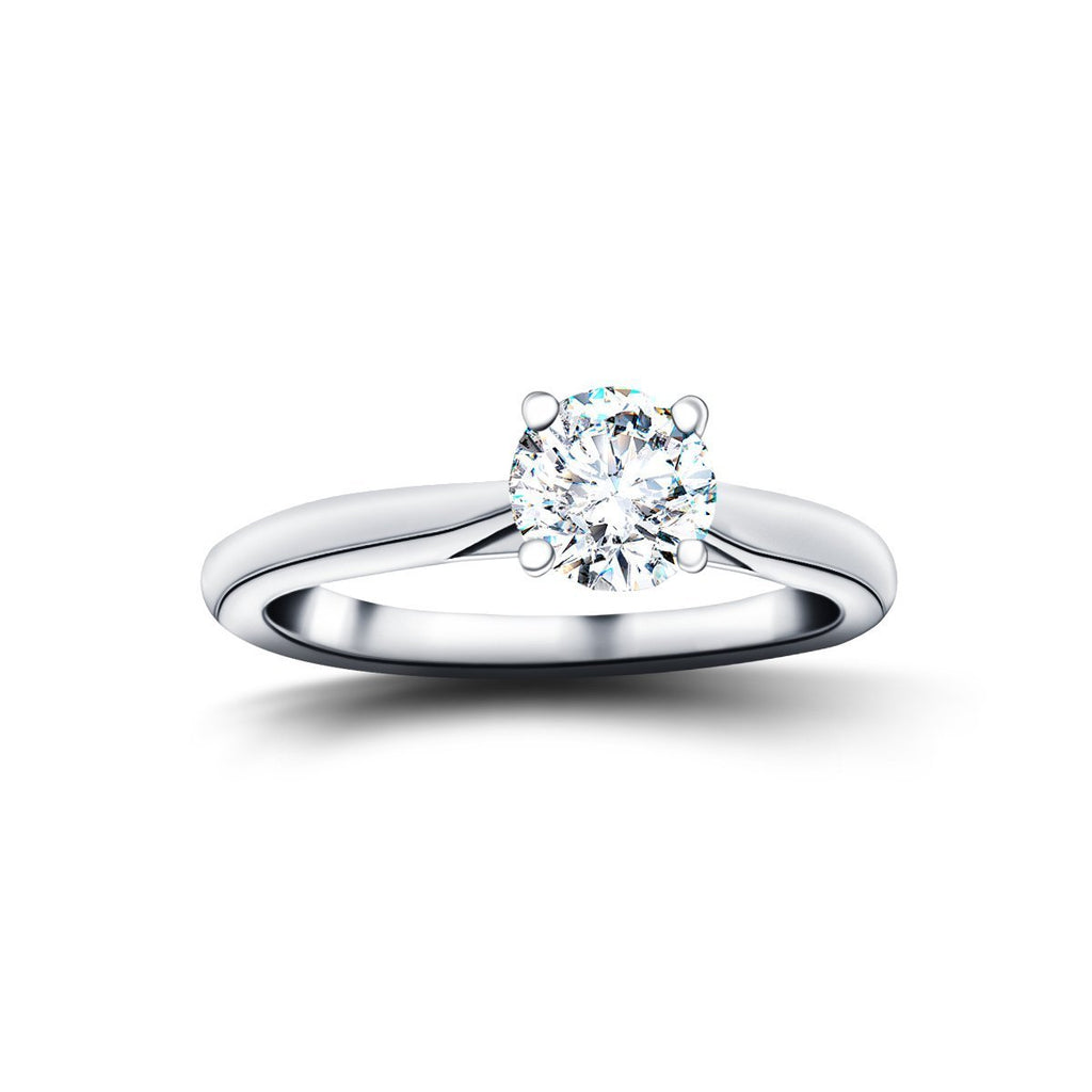 Certified Solitaire Diamond Engagement Ring 0.60ct G/SI Quality 18k White Gold - All Diamond