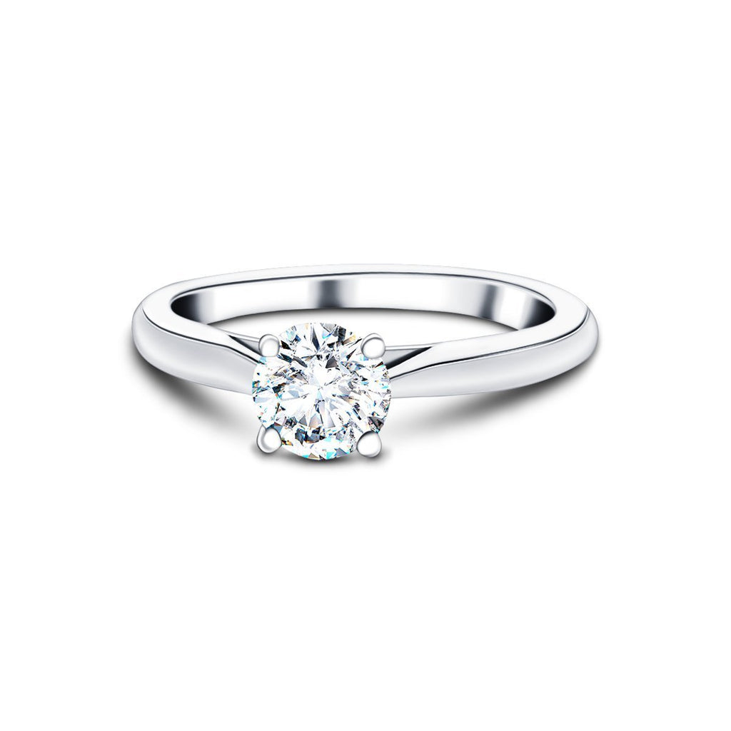 Certified Solitaire Diamond Engagement Ring 0.60ct G/SI Quality 18k White Gold - All Diamond
