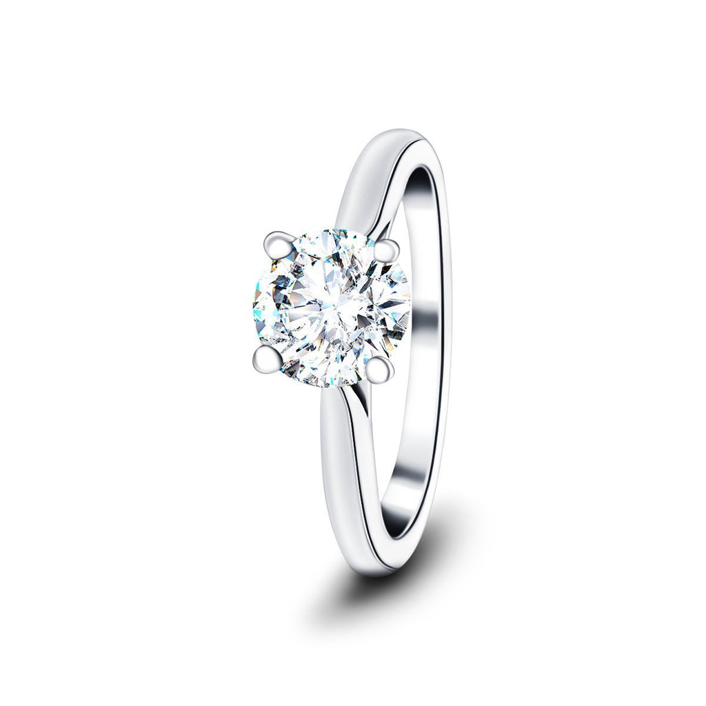 Certified Solitaire Diamond Engagement Ring 0.90ct G/SI Quality 18k White Gold - All Diamond