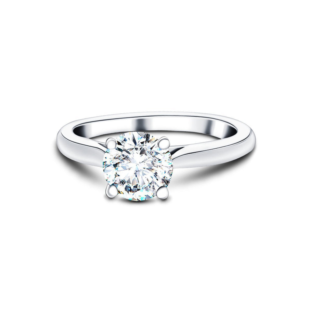 Certified Solitaire Diamond Engagement Ring 0.90ct G/SI Quality 18k White Gold - All Diamond