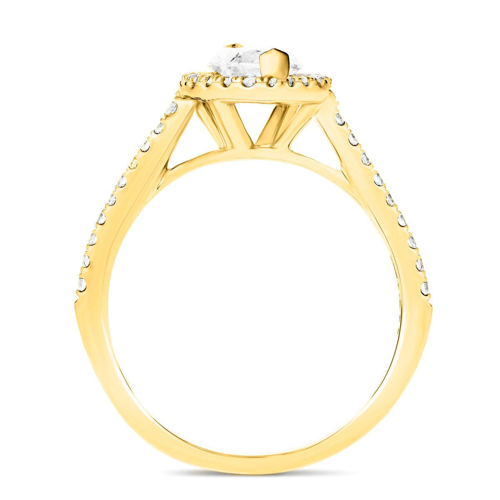 Certified Twist Marquise Diamond Halo Engagement Ring 0.60ct E/VS in 18k Yellow Gold - All Diamond