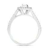 Certified Twist Marquise Diamond Halo Engagement Ring 0.85ct E/VS in 18k White Gold - All Diamond