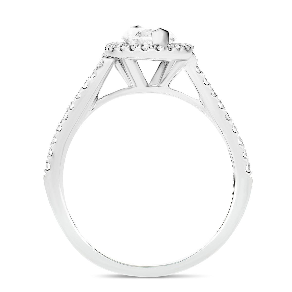 Certified Twist Marquise Diamond Halo Engagement Ring 0.85ct G/SI in Platinum - All Diamond