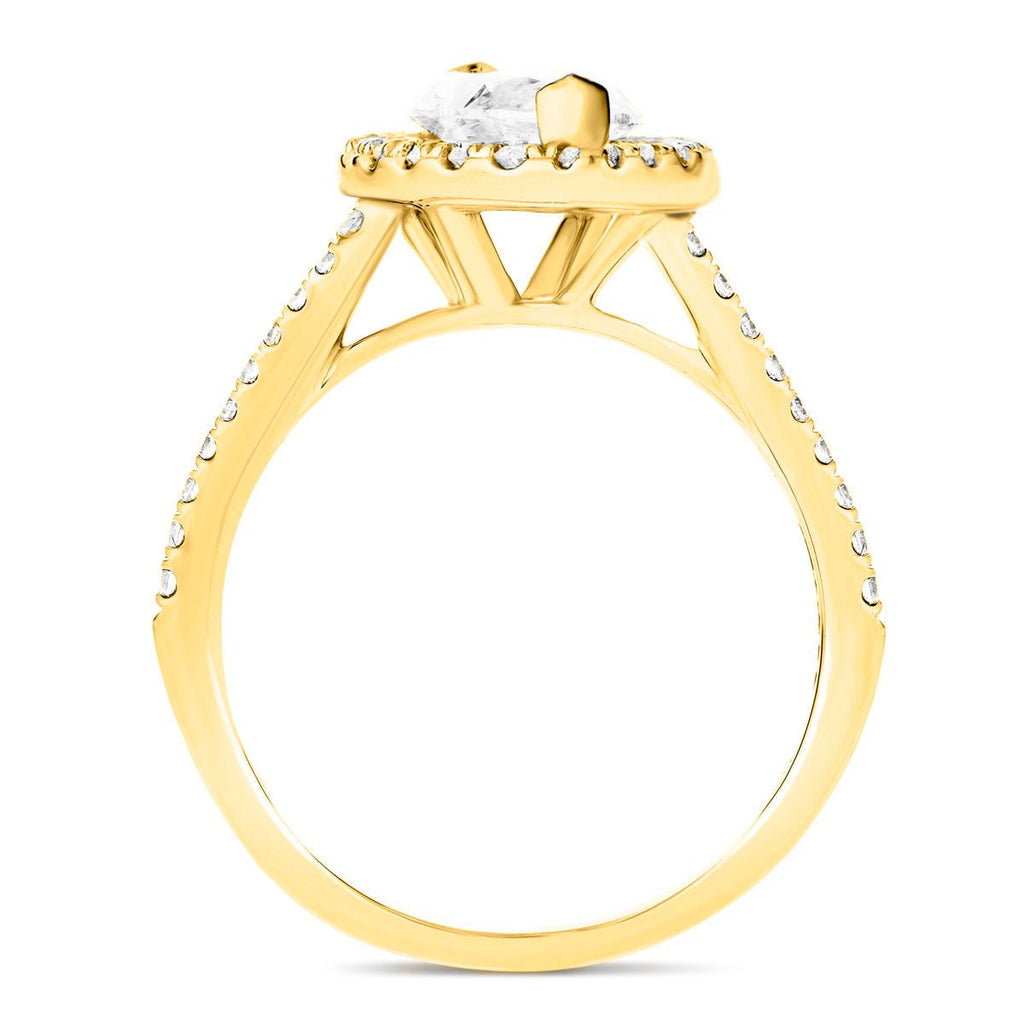 Certified Twist Marquise Diamond Halo Engagement Ring 2.10ct E/VS in 18k Yellow Gold - All Diamond