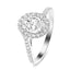 Certified Twist Oval Diamond Halo Engagement Ring 0.85ct E/VS in 18k White Gold - All Diamond