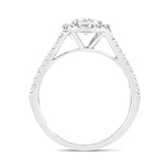 Certified Twist Oval Diamond Halo Engagement Ring 0.85ct G/SI in 18k White Gold - All Diamond