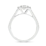 Certified Twist Oval Diamond Halo Engagement Ring 1.10ct E/VS in 18k White Gold - All Diamond