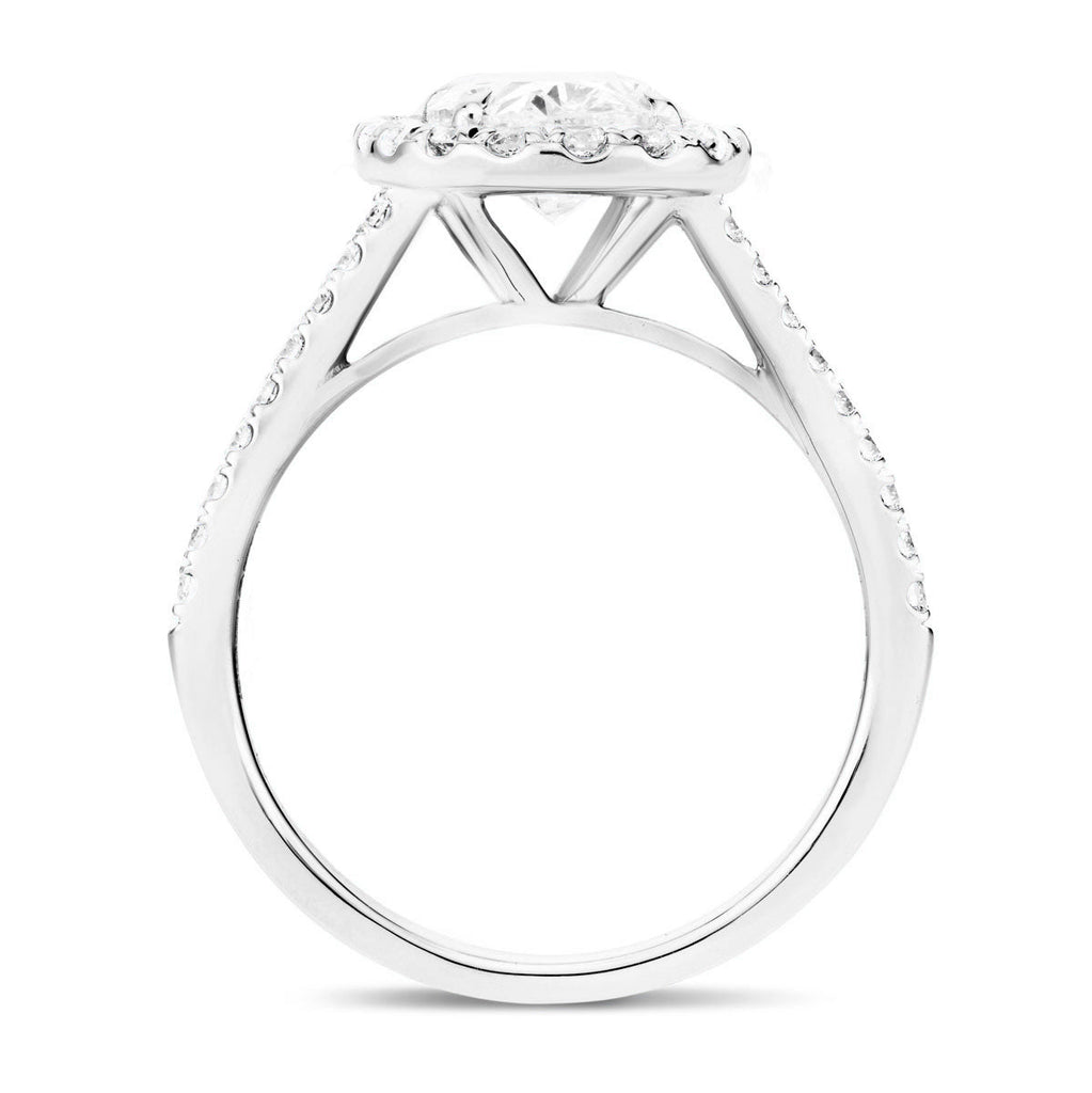 Certified Twist Oval Diamond Halo Engagement Ring 1.50ct G/SI in 18k White Gold - All Diamond