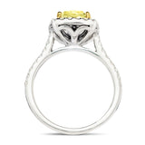 Certified Yellow Diamond Cushion Engagement Ring 2.40ct Ring in 18k White Gold - All Diamond