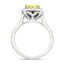 Certified Yellow Diamond Cushion Engagement Ring 2.40ct Ring in 18k White Gold - All Diamond