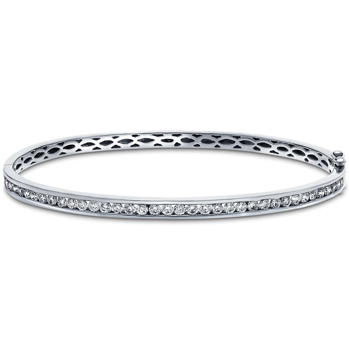 Channel Set Diamond Bangle 3.00ct G/SI Diamond in 18k White Gold - All Diamond