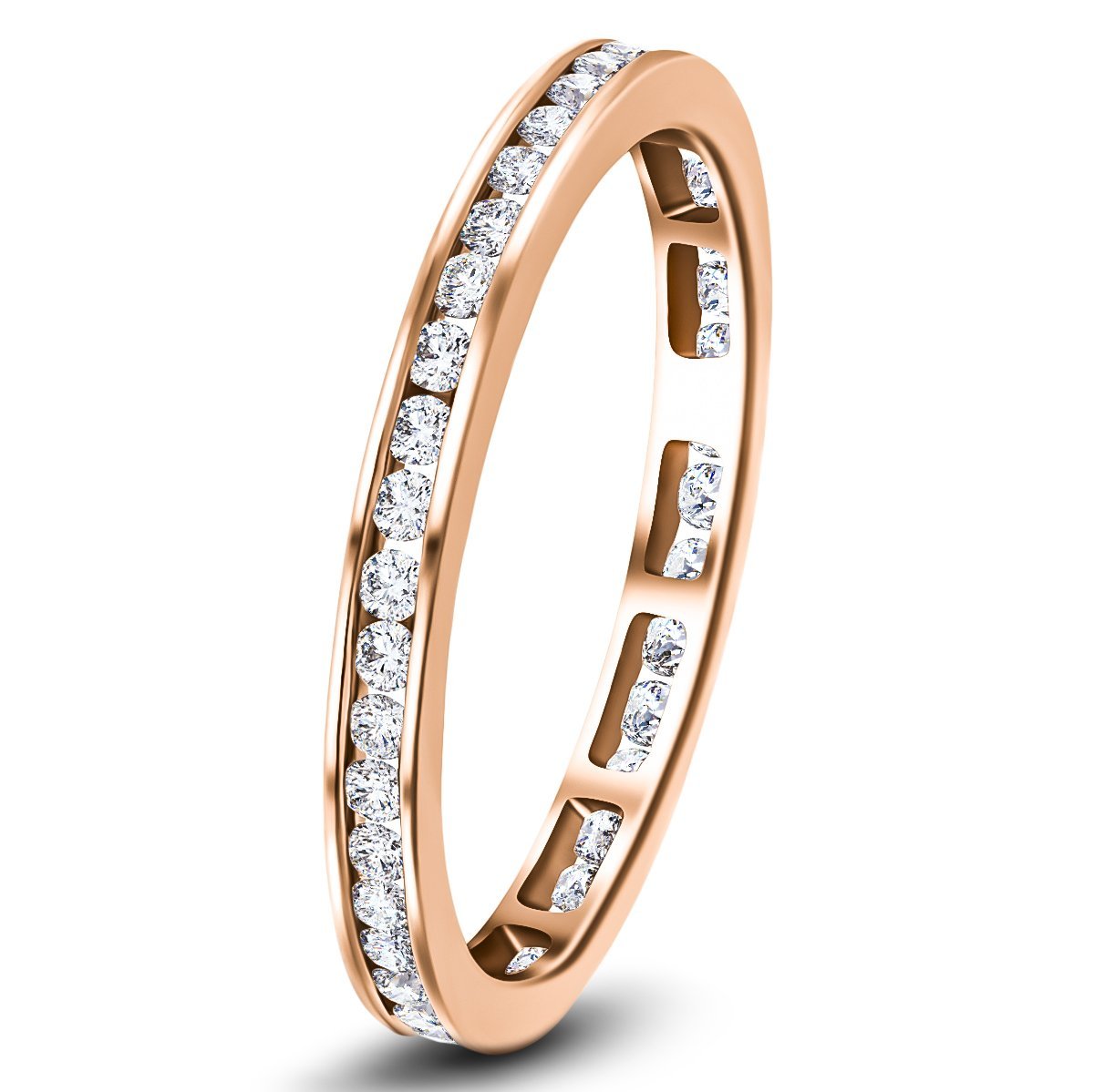 Channel Set Full Eternity Diamond Ring 0.50ct 18k Rose Gold 2.5mm - All Diamond