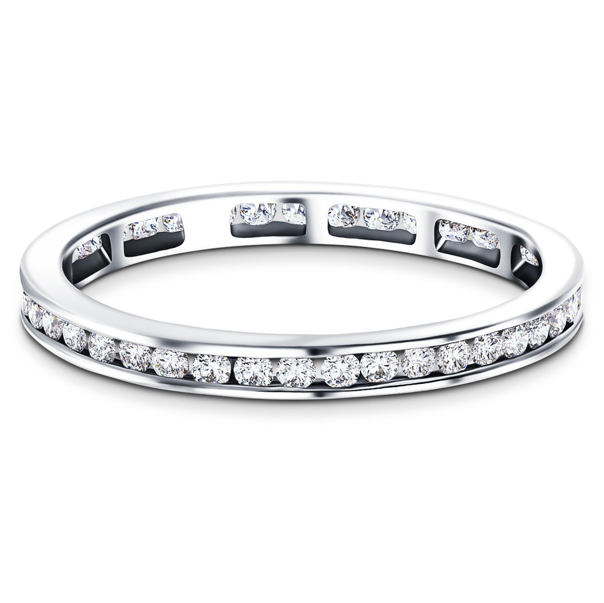 Channel Set Full Eternity Diamond Ring 0.80ct 18k White Gold 2.6mm - All Diamond