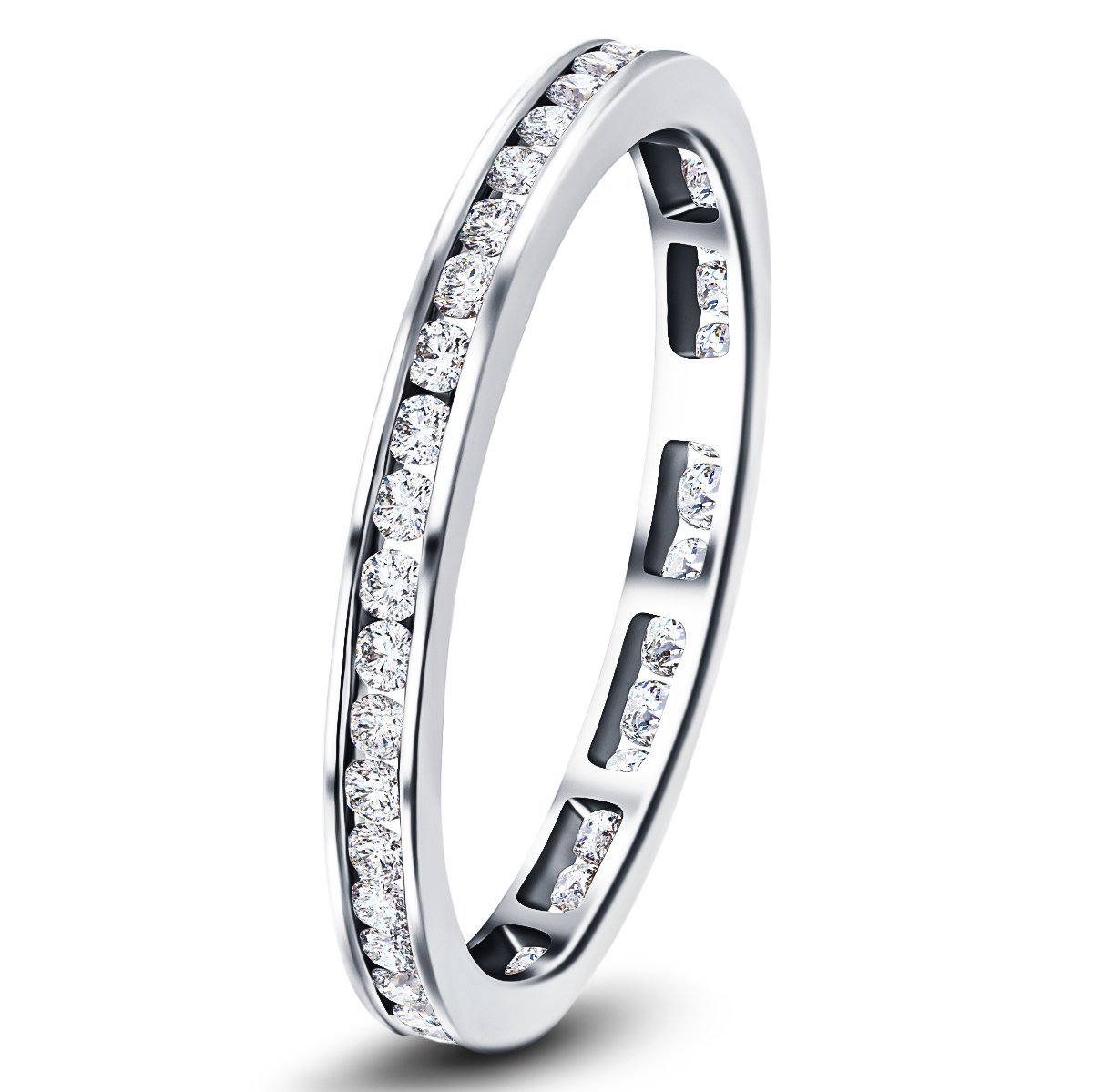 Channel Set Full Eternity Diamond Ring 0.80ct 18k White Gold 2.6mm - All Diamond