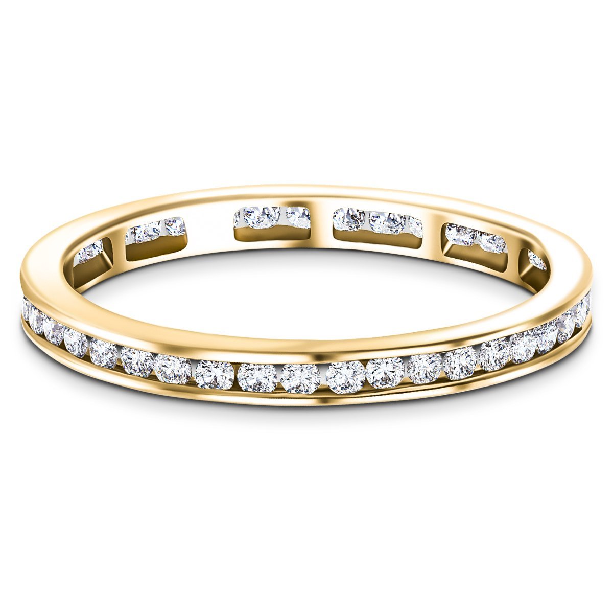 Channel Set Full Eternity Diamond Ring 0.80ct 18k Yellow Gold 2.6mm - All Diamond