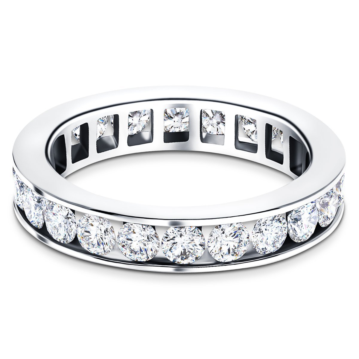 Channel Set Full Eternity Diamond Ring 1.00ct 18k White Gold 3.2mm - All Diamond