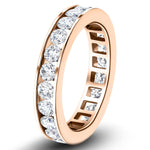 Channel Set Full Eternity Diamond Ring 1.50ct 18k Rose Gold 3.5mm - All Diamond