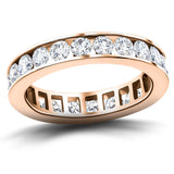 Channel Set Full Eternity Diamond Ring 1.50ct 18k Rose Gold 3.5mm - All Diamond