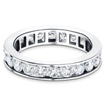 Channel Set Full Eternity Diamond Ring 1.50ct in Platinum 3.5mm - All Diamond