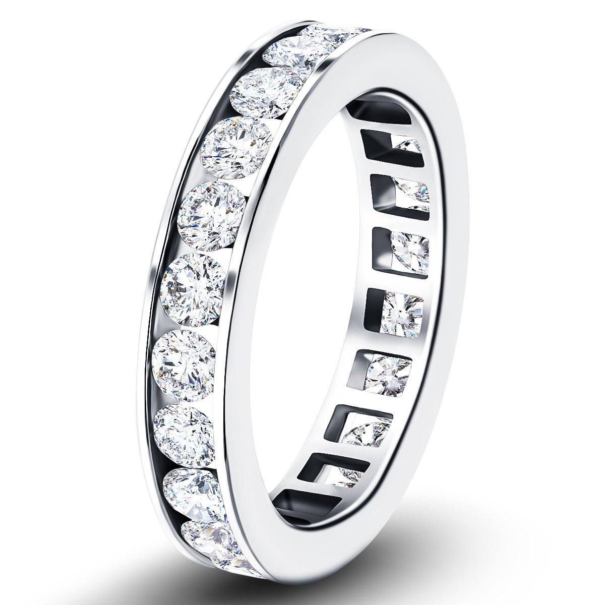 Channel Set Full Eternity Diamond Ring 2.00ct 18k White Gold 4.0mm - All Diamond