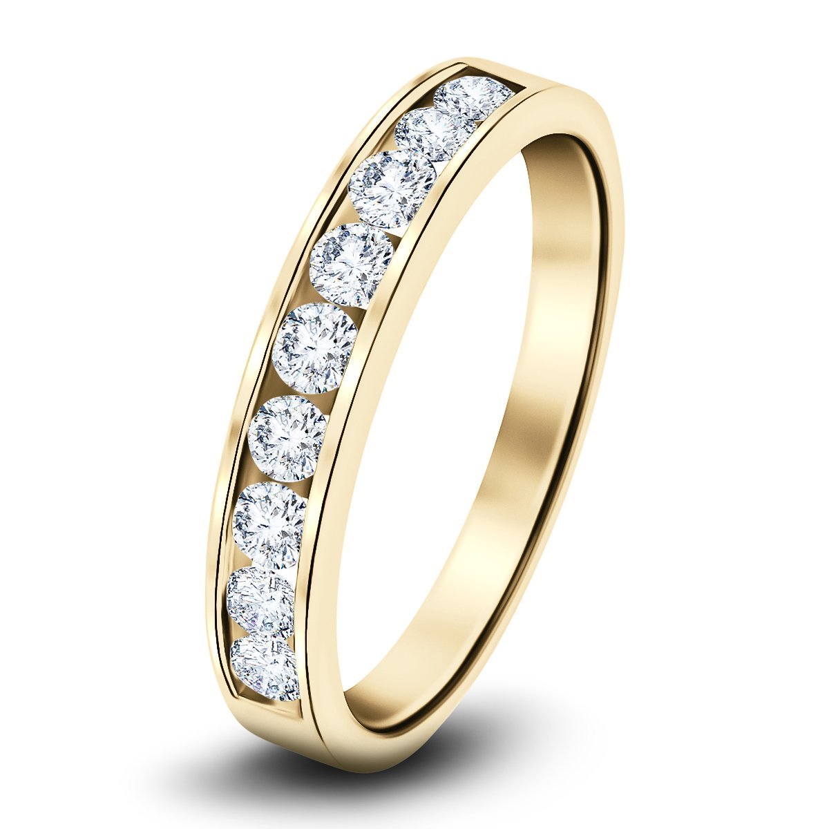 Channel Set Half Eternity Ring 0.25ct G/SI in 18k Yellow Gold 2.7mm - All Diamond