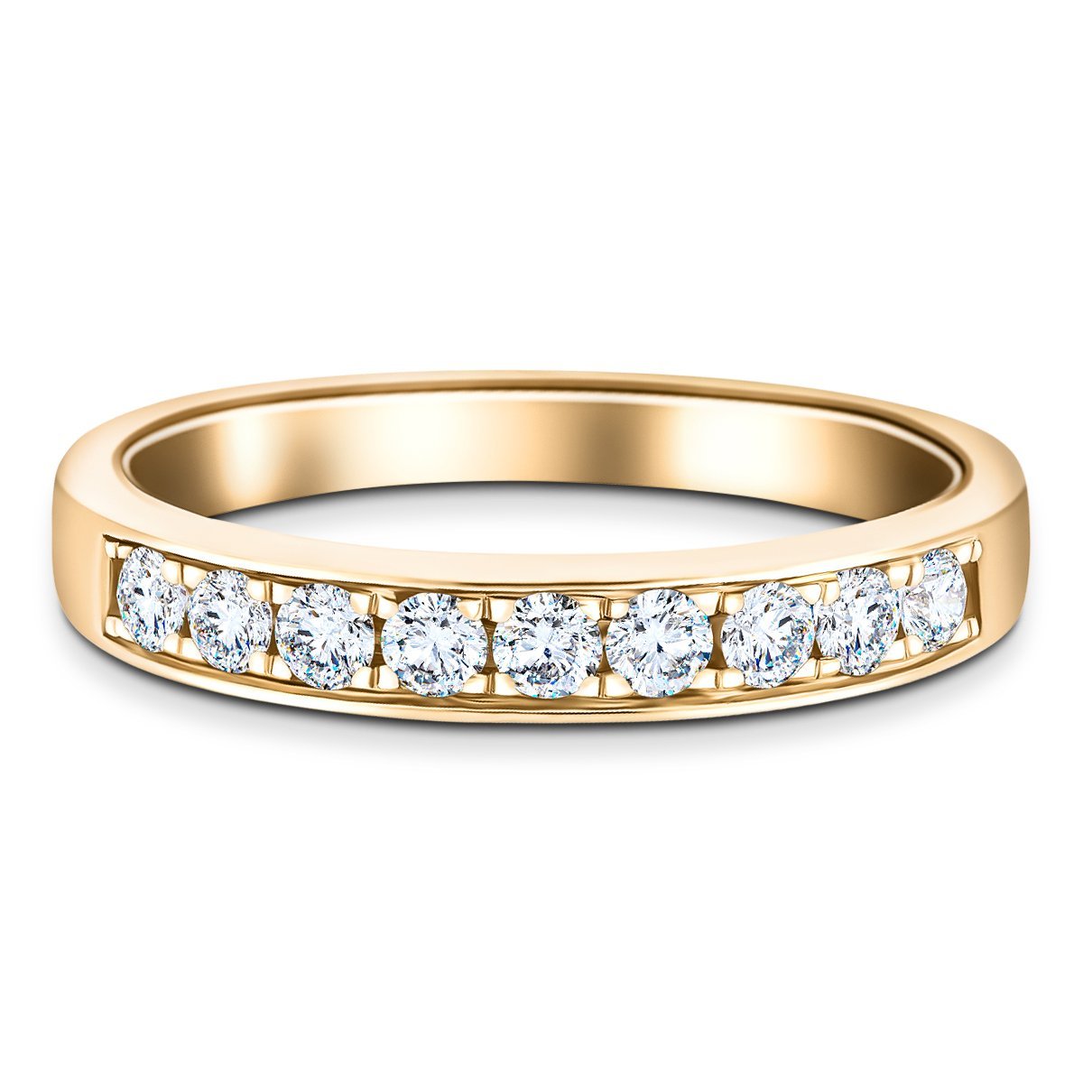 Channel Set Half Eternity Ring 0.35ct G/SI Diamonds in 18k Yellow Gold - All Diamond