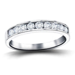 Channel Set Half Eternity Ring 0.50ct G/SI in 9k White Gold 3.4mm - All Diamond