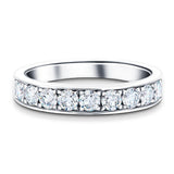 Channel Set Half Eternity Ring 0.75ct G/SI Diamonds in 18k White Gold - All Diamond