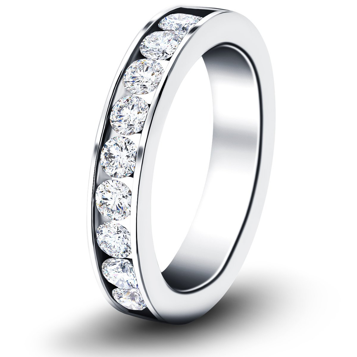 Channel Set Half Eternity Ring 0.80ct G/SI in 18k White Gold 4.0mm - All Diamond