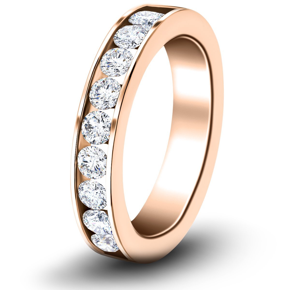 Channel Set Half Eternity Ring 1.00ct G/SI in 18k Rose Gold 4.5mm - All Diamond