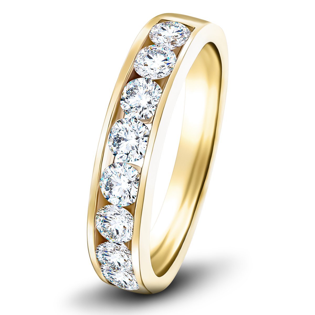 Channel Set Half Eternity Ring 1.50ct G/SI in 18k Yellow Gold 4.5mm - All Diamond