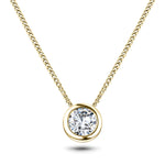 Classic Rub Over Diamond Solitaire Pendant 0.50ct G/SI 18k Yellow Gold - All Diamond