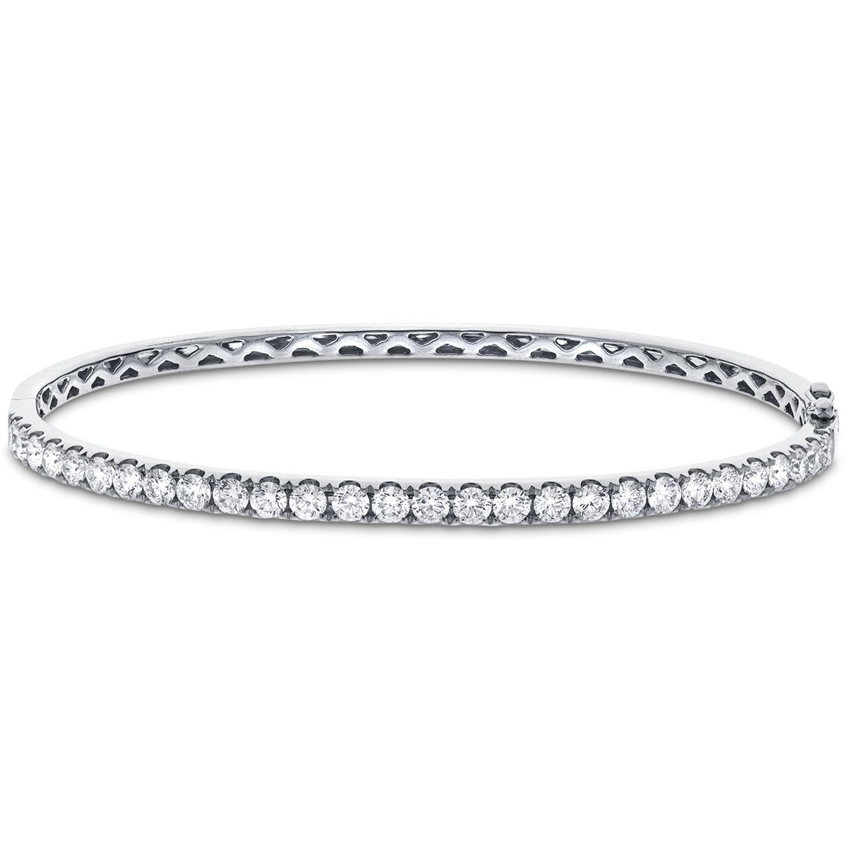 Claw Set Half Diamond Bangle 0.60ct G/SI Diamond in 18k White Gold - All Diamond