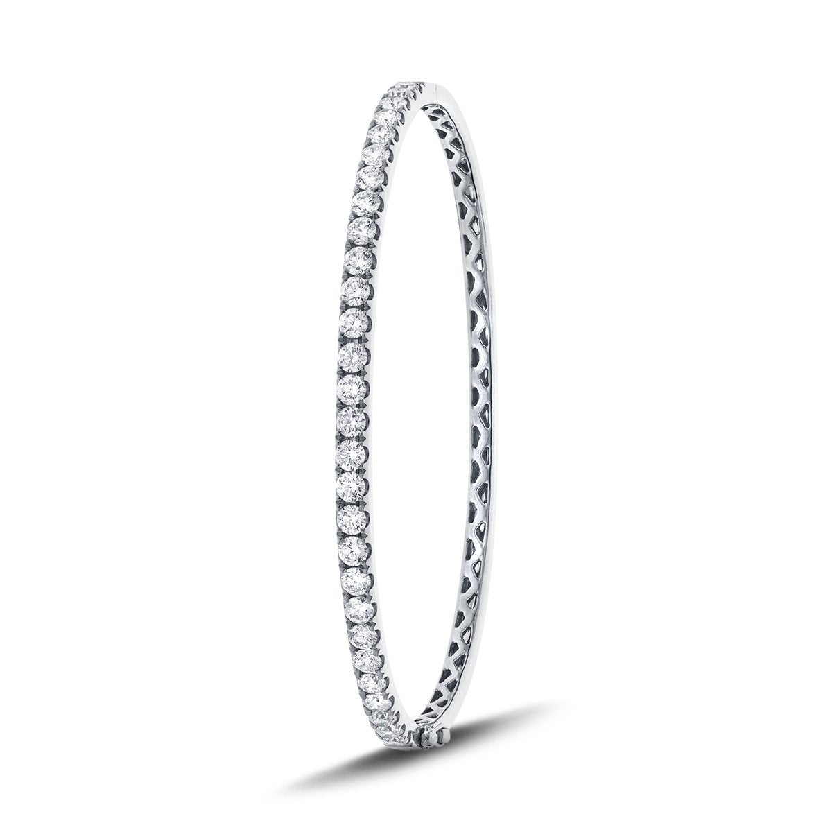 Claw Set Half Diamond Bangle 0.90ct G/SI Diamond in 18k White Gold - All Diamond