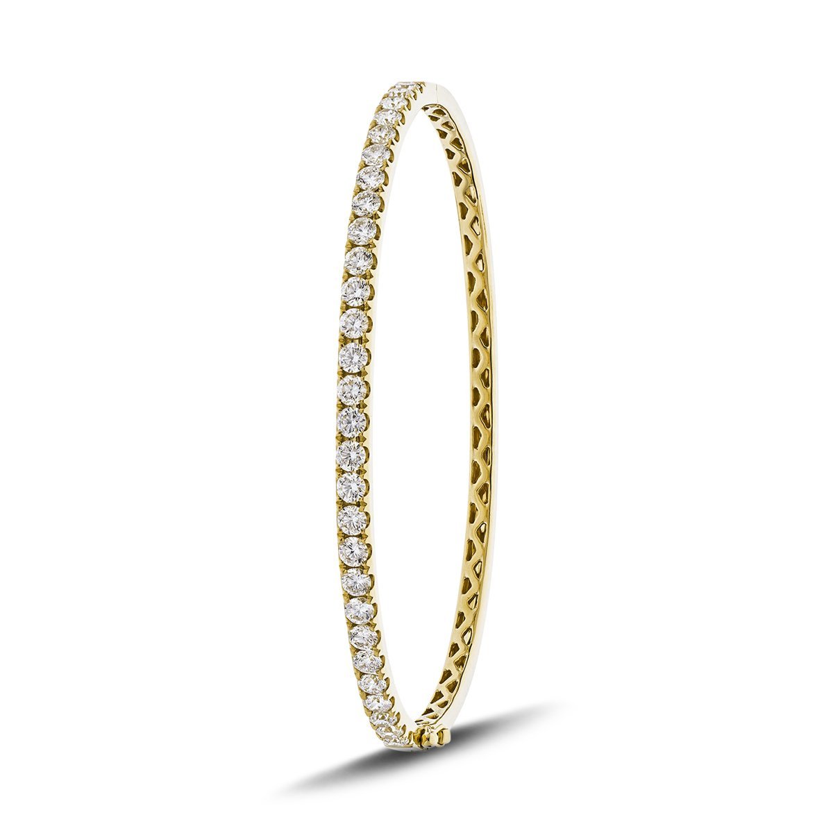 Claw Set Half Diamond Bangle 2.40ct G/SI Diamond in 18k Yellow Gold - All Diamond