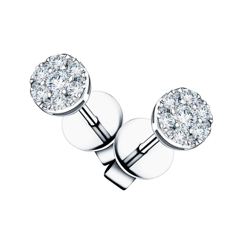Cluster Diamond Earrings 0.35ct G/SI Quality in 18k White Gold - All Diamond