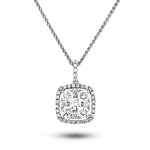 Cushion Diamond Cluster Pendant Necklace 0.75ct G/SI 18k White Gold - All Diamond