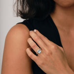 Cushion Halo Aquamarine 1.21ct & Diamond 0.32ct Ring in Platinum - All Diamond