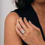 Cushion Halo Aquamarine 2.33ct & Diamond 0.53ct Ring in 18K White Gold - All Diamond