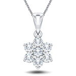 Daisy Diamond Cluster Pendant Necklace 0.25ct G/SI 9k White Gold - All Diamond