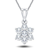 Daisy Diamond Cluster Pendant Necklace 0.25ct G/SI 9k White Gold - All Diamond