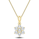 Daisy Diamond Cluster Pendant Necklace 0.25ct G/SI 9k Yellow Gold - All Diamond
