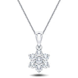 Daisy Diamond Cluster Pendant Necklace 0.50ct G/SI 18k White Gold - All Diamond