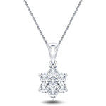 Daisy Diamond Cluster Pendant Necklace 1.50ct G/SI 18k White Gold - All Diamond