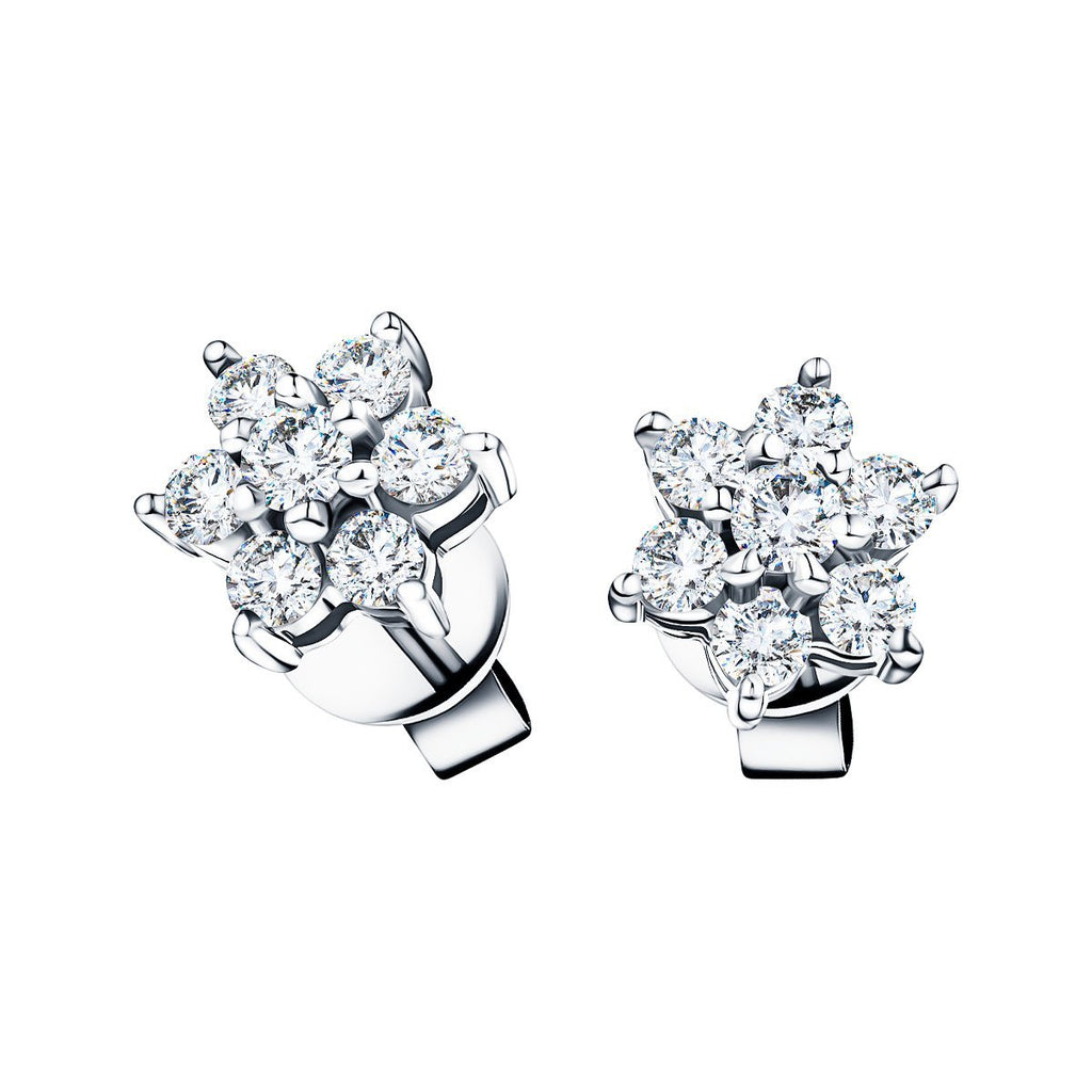 Daisy Diamond Cluster Stud Earrings 0.25ct G/SI in 18k White Gold - All Diamond