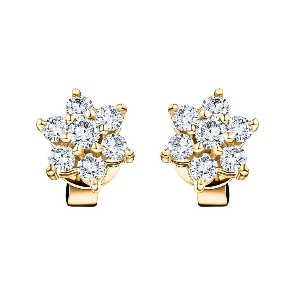 Daisy Diamond Cluster Stud Earrings 0.25ct G/SI in 9k Yellow Gold - All Diamond