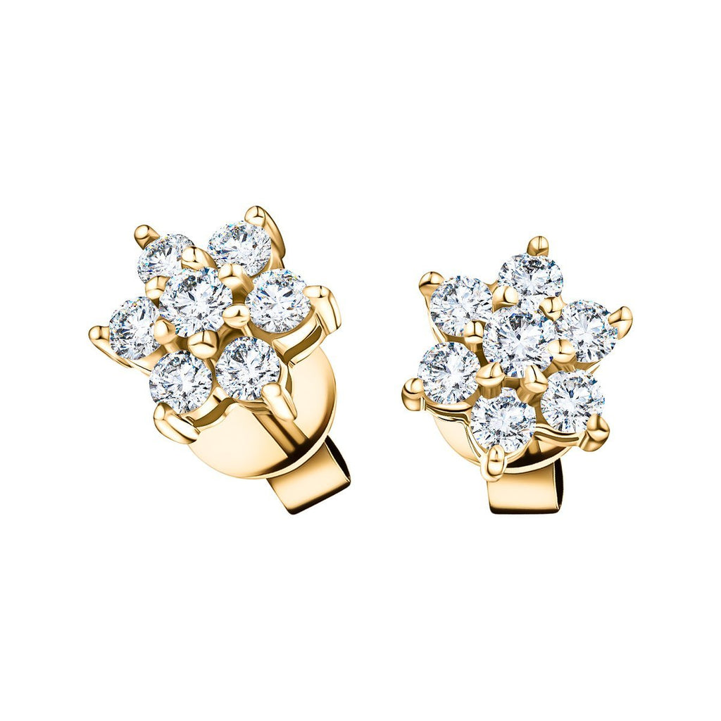 Daisy Diamond Cluster Stud Earrings 0.50ct G/SI in 18k Yellow Gold - All Diamond