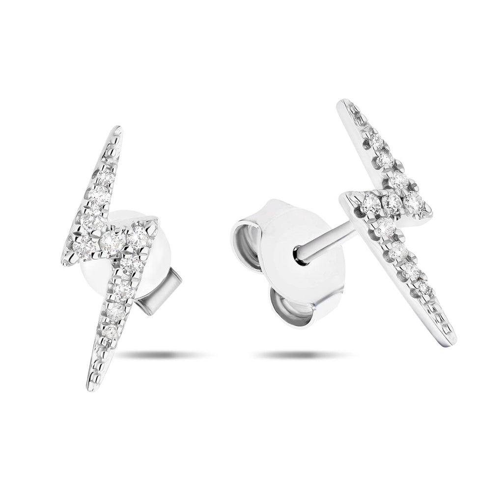 Diamond 0.10ct G/SI Lightning Stud Earrings in 9k White Gold - All Diamond